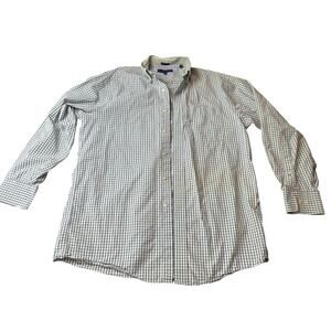 Mens Long Sleeve- Button Down- Blue Green Plaid-Medium Tommy Hilfiger Cotton